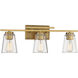 Calhoun 3 Light 24 inch Warm Brass Bathroom Vanity Light Wall Light, Essentials