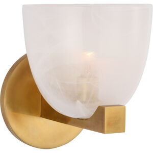 AERIN Carola LED 6 inch Hand-Rubbed Antique Brass Single Bath Sconce Wall Light in White Strie Glass