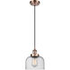 Ballston Large Bell 1 Light 8 inch Antique Copper Mini Pendant Ceiling Light in Seedy Glass