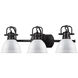 Duncan 3 Light 25 inch Matte Black Bath Vanity Wall Light in White