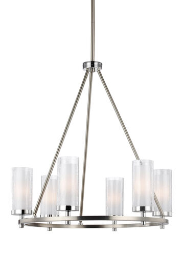 Jonah 6 Light 25.38 inch Satin Nickel / Chrome Chandelier Ceiling Light, Medium