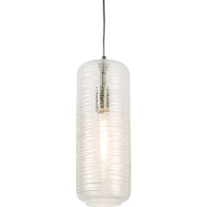 Montauk 1 Light 6 inch Satin Nickel Pendant Ceiling Light in Clear Swirl Glass