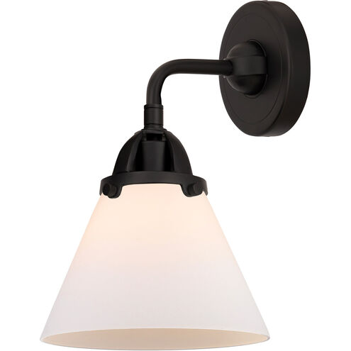 Nouveau 2 Large Cone 1 Light 8 inch Matte Black Sconce Wall Light in Matte White Glass