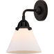 Nouveau 2 Large Cone 1 Light 8 inch Matte Black Sconce Wall Light in Matte White Glass