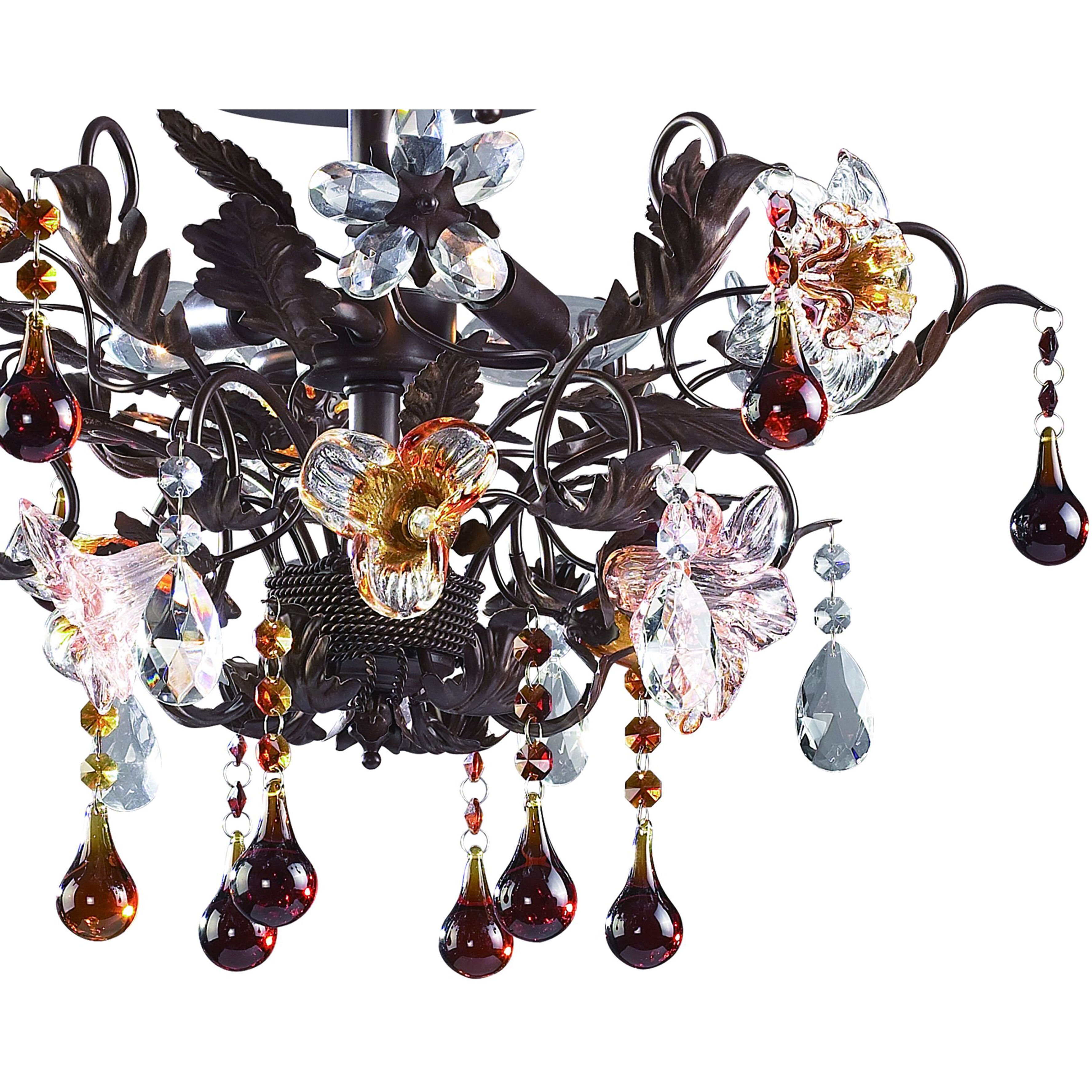 Cristallo Fiore 3 Light 19 inch Deep Rust Semi Flush Mount Ceiling Light