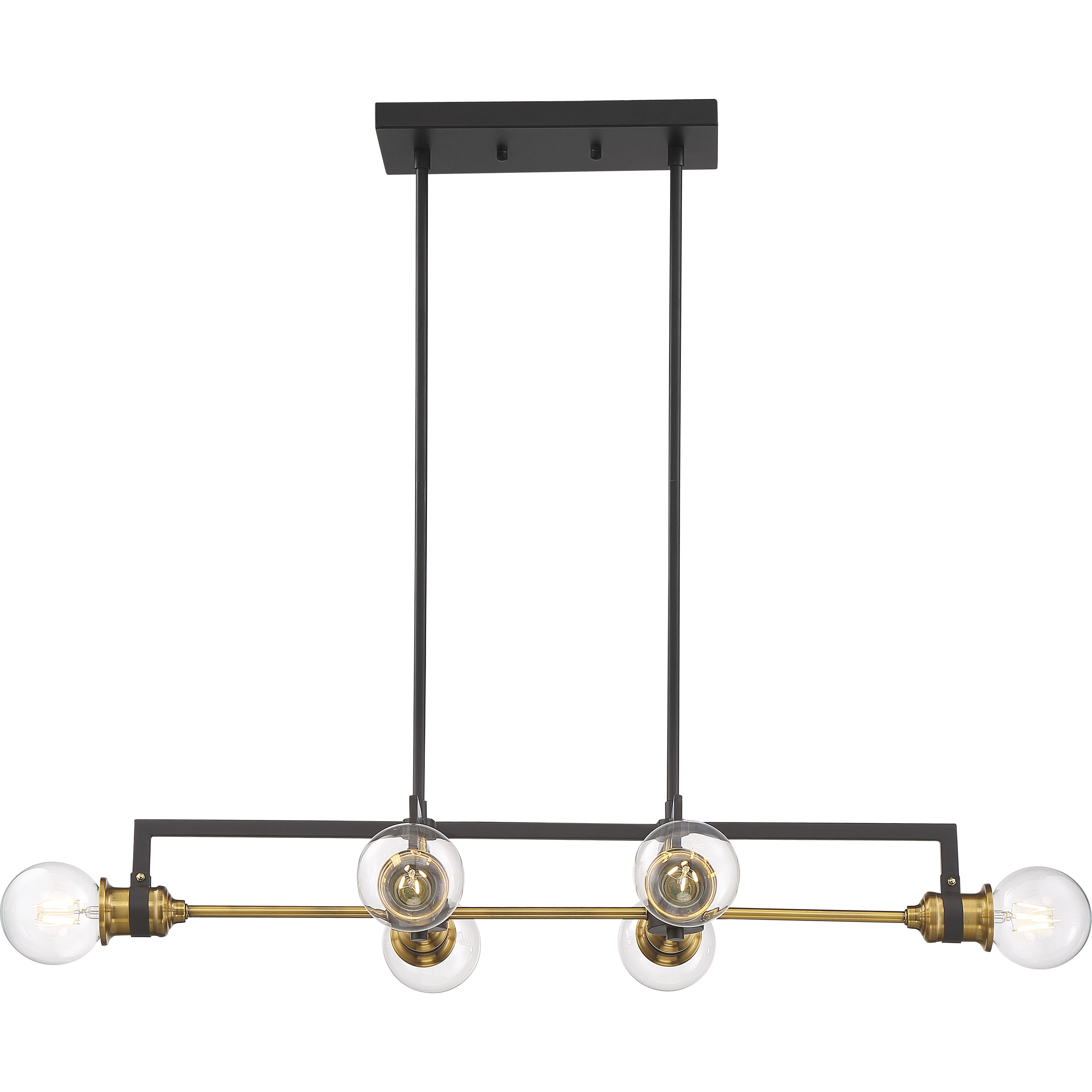 Intention 6 Light 33 inch Warm Brass and Black Island Pendant Ceiling Light