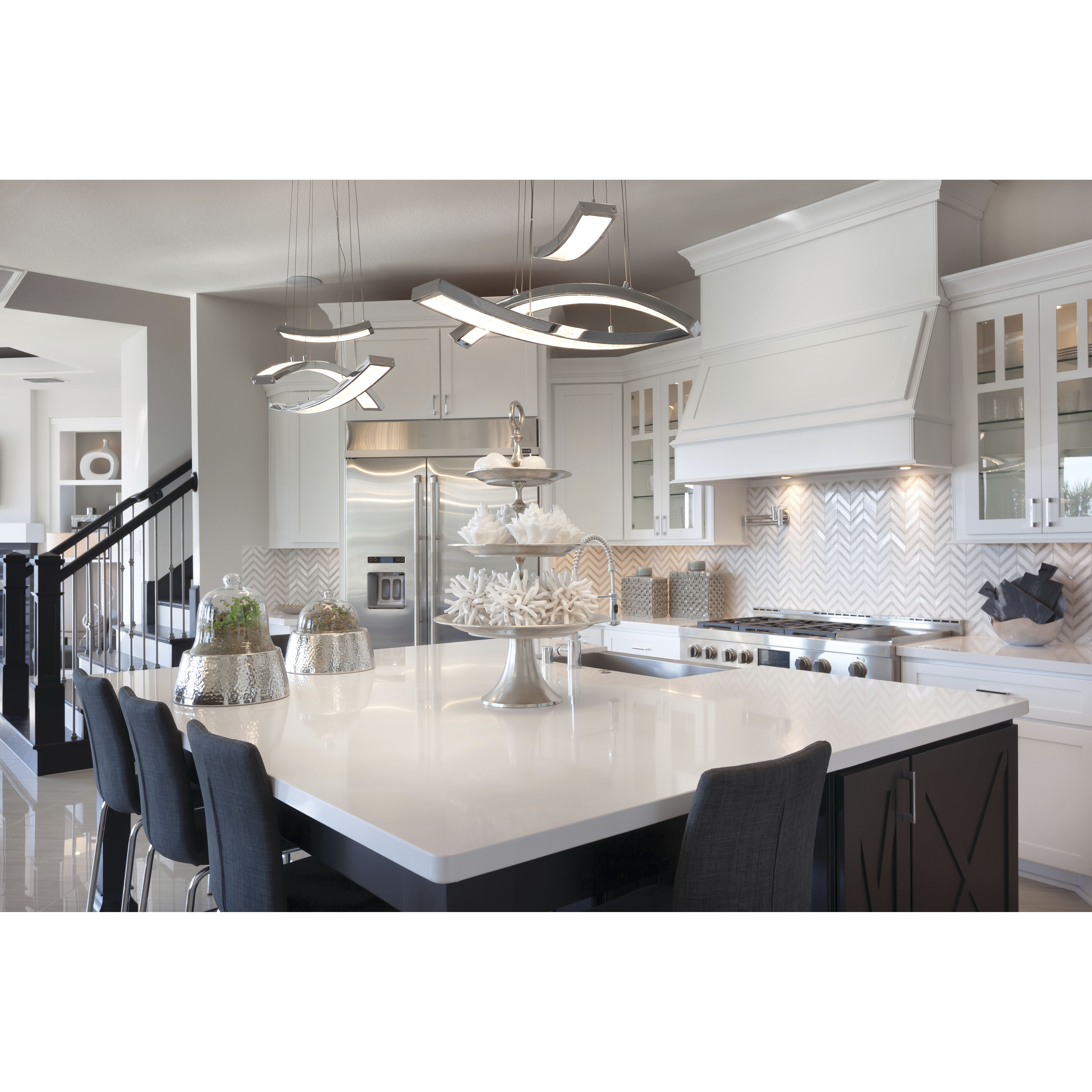 Crushed Ice LED 22.75 inch Chrome Pendant Ceiling Light