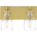 Tiberia 2 Light 14 inch Soft Brass Bath Light Wall Light