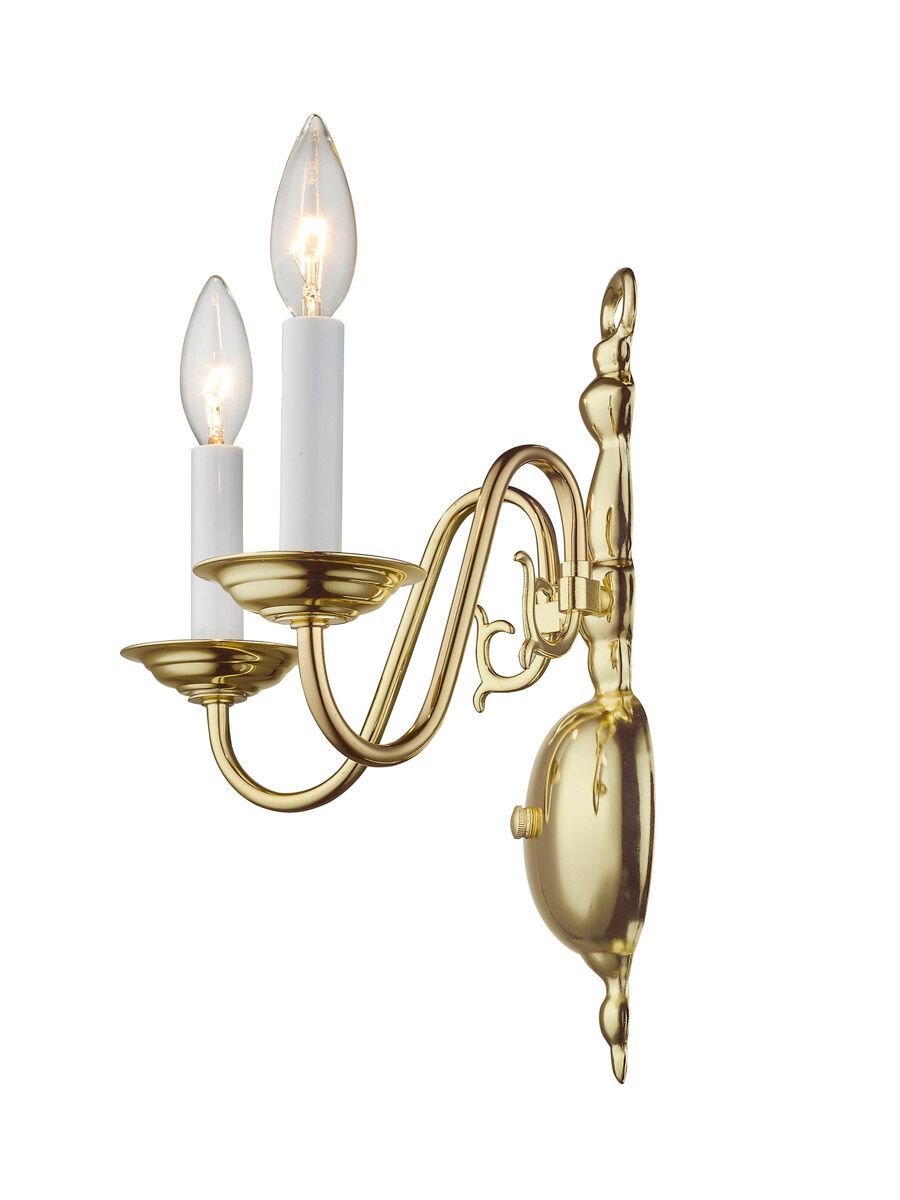 Williamsburgh 2 Light 13 inch Polished Brass Wall Sconce Wall Light