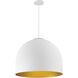 Foster LED 19.75 inch White with Gold Single Pendant Ceiling Light in White/Gold