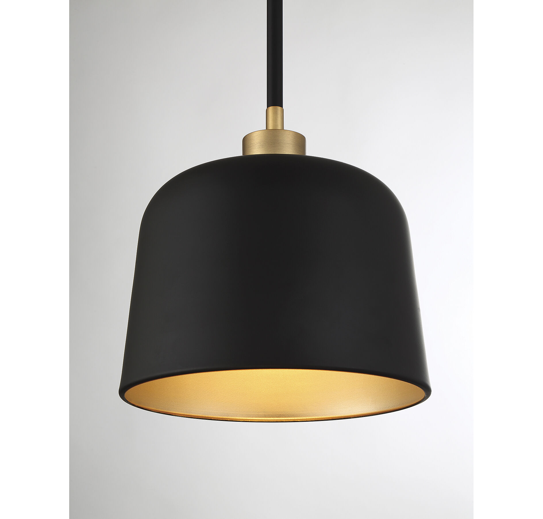 Vintage 1 Light 9 inch Matte Black with Natural Brass Pendant Ceiling Light