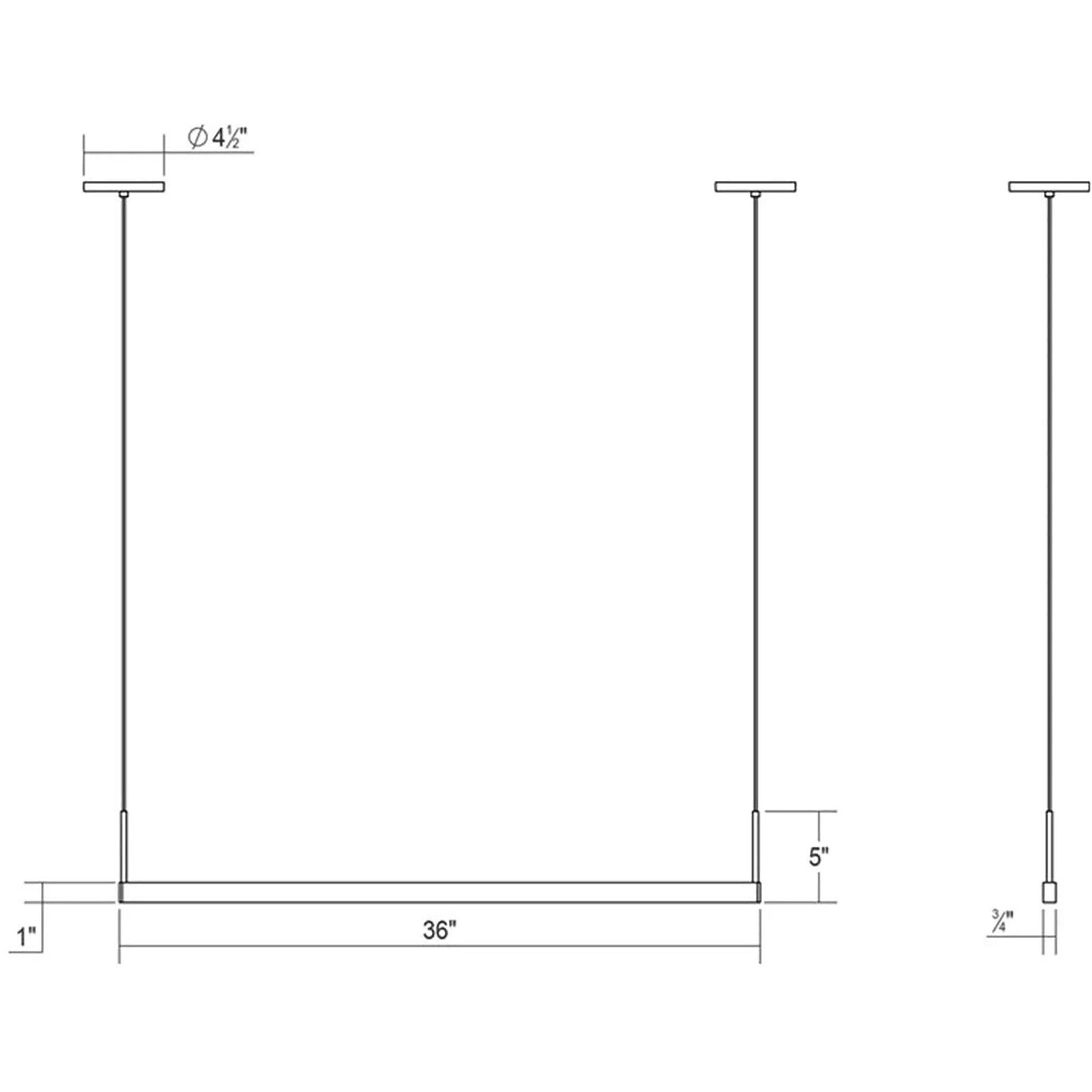 Thin-Line LED 36 inch Satin Black Pendant Ceiling Light in 3ft., 2700K