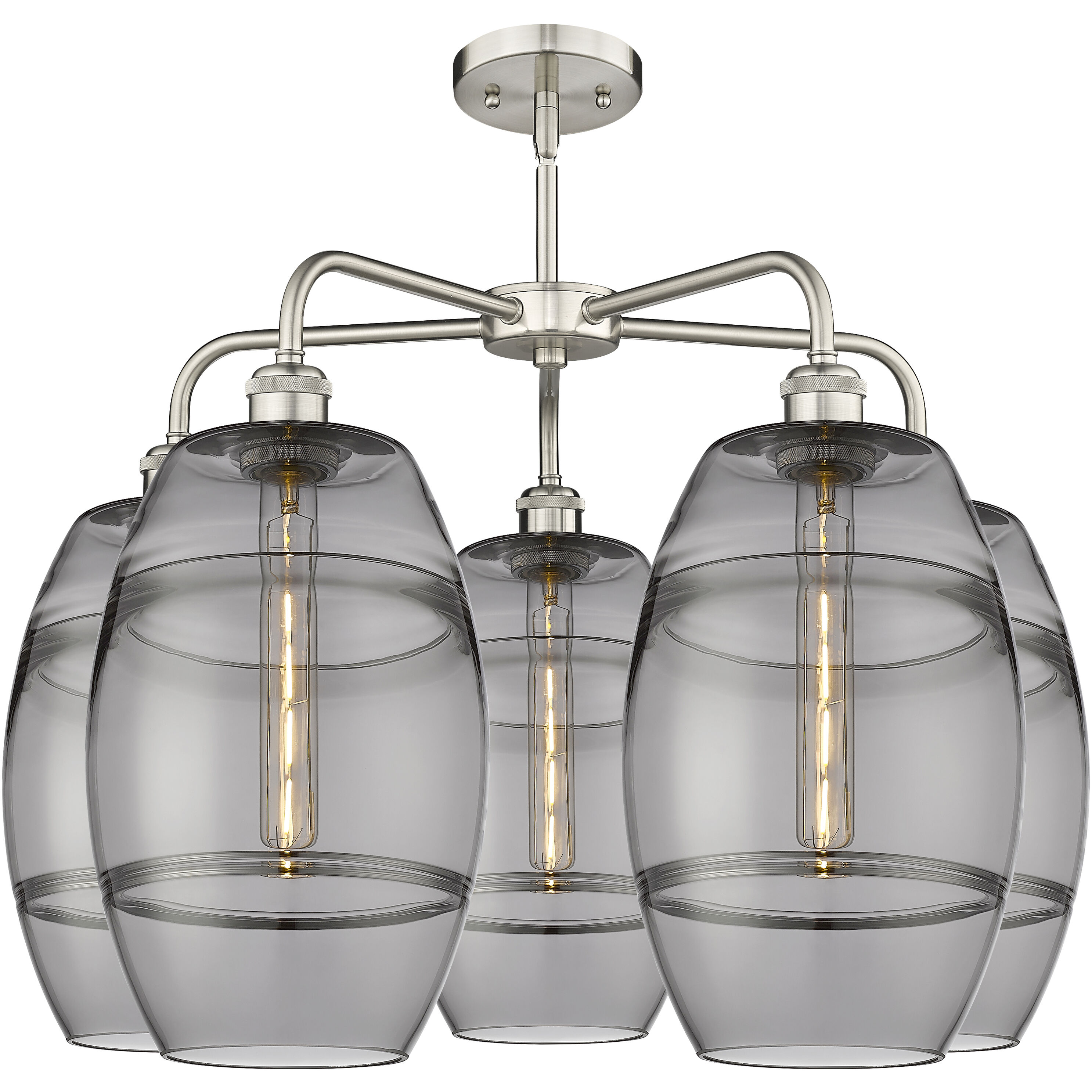 Ballston Vaz 5 Light 26 inch Satin Nickel Stem Hung Chandelier Ceiling Light
