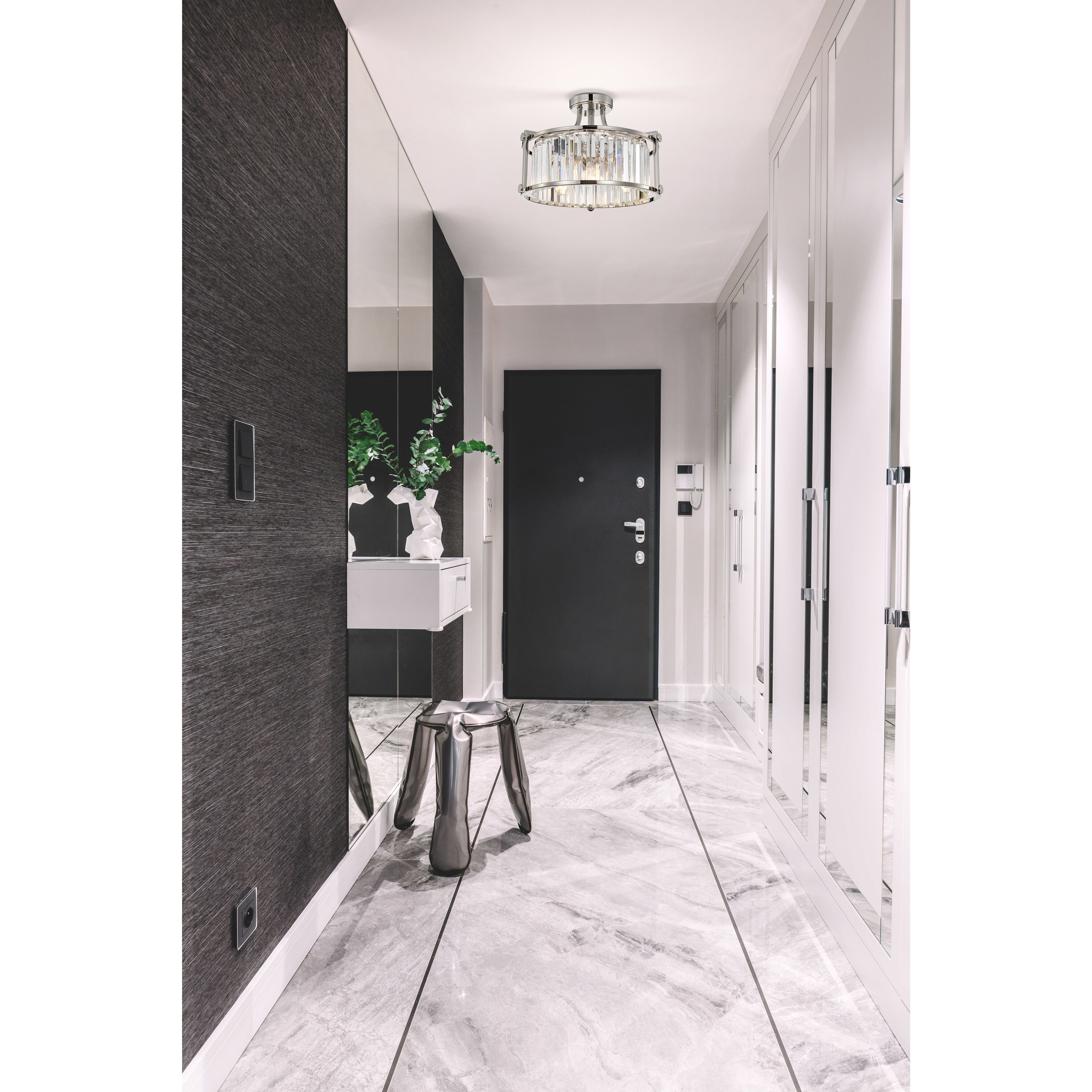 Krys 3 Light 17.75 inch Polished Nickel Semi Flush Mount Ceiling Light