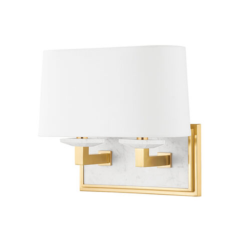 Elwood 2 Light 12.5 inch Aged Brass Bath Bracket Wall Light, Oval