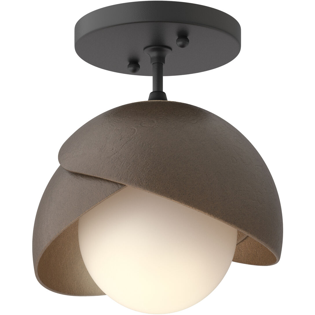 Brooklyn 1 Light 6 inch Black and Bronze Semi-Flush Ceiling Light in Black/Bronze