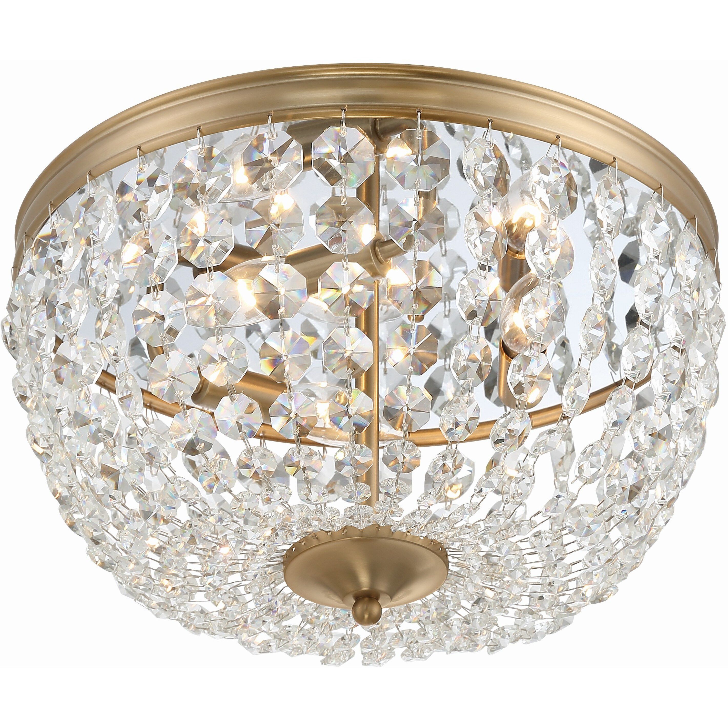 Nola 3 Light 14.25 inch Vibrant Gold Flush Ceiling Light