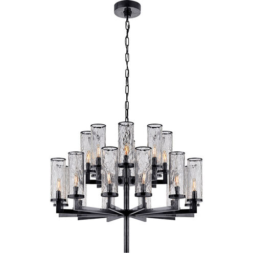 Kelly Wearstler Liaison 20 Light 34 inch Bronze Double Tier Chandelier Ceiling Light in Crackle Glass