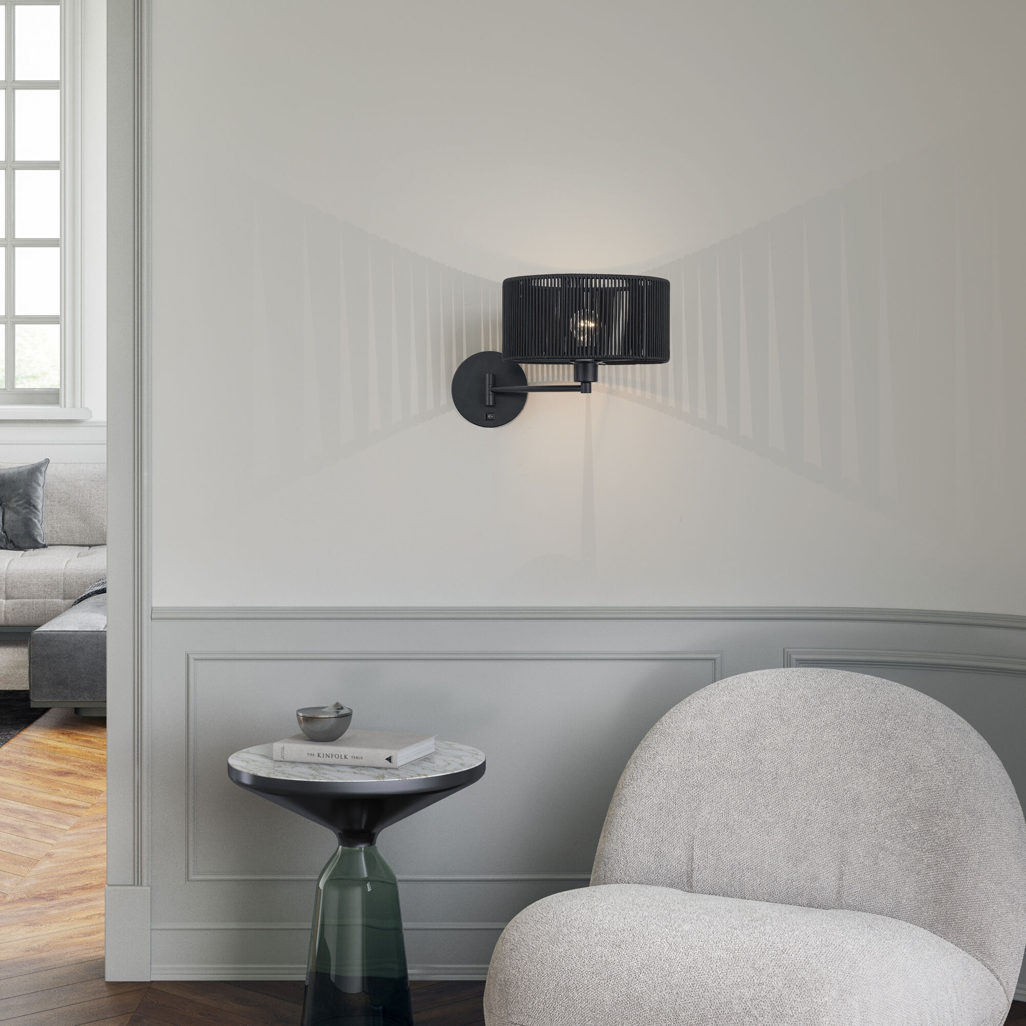 Acordia 17 inch 40.00 watt Black Swing Arm Wall Lamp Wall Light