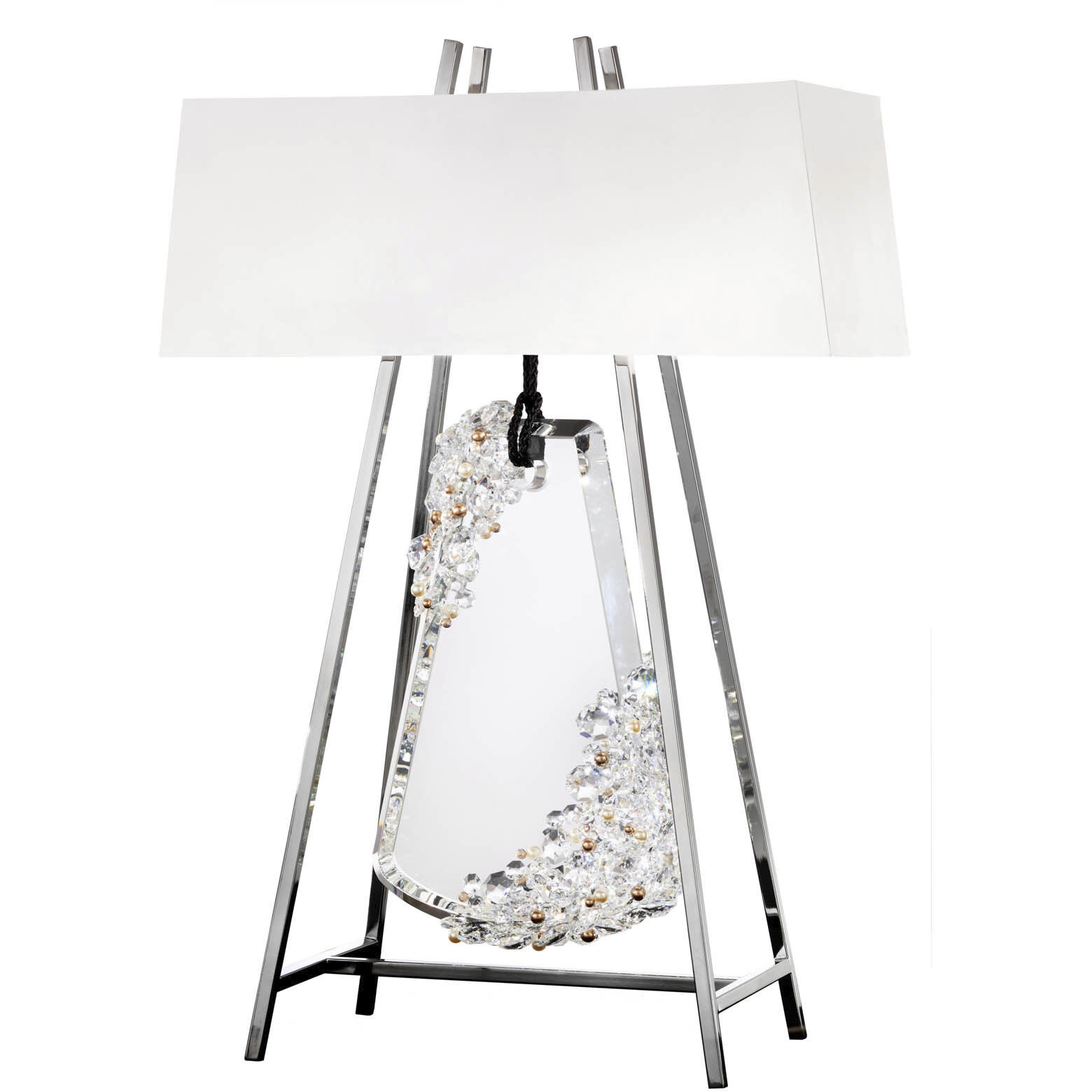 Forever Flora 31.6 inch 7.00 watt Polished Chrome Table Lamp Portable Light in Black Rope, Black Rope