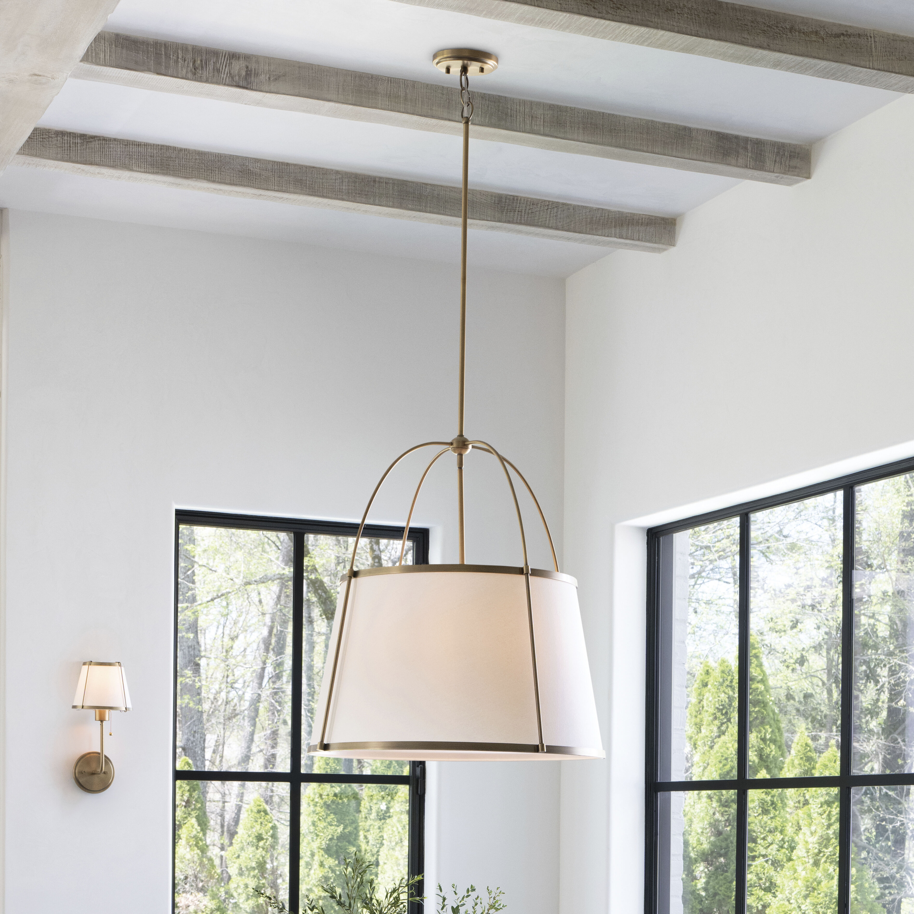 Clarke 1 Light 16.25 inch Lacquered Dark Brass Pendant Ceiling Light in Lacquered Brass with Off-White