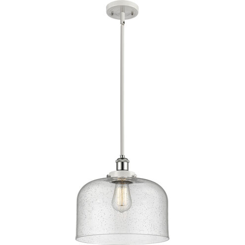 Ballston X-Large Bell LED 8 inch White and Polished Chrome Pendant Ceiling Light in Seedy Glass