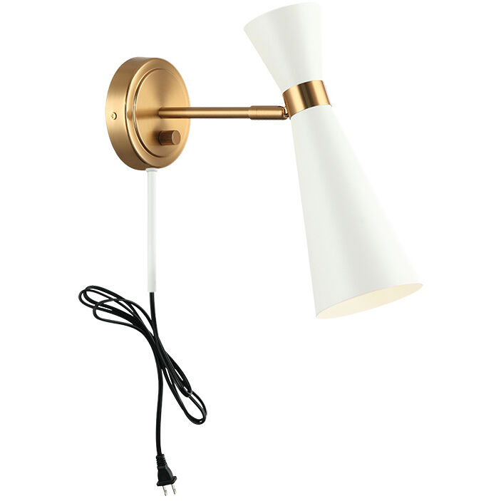 Blaze Wall Sconce Wall Light in Aged Gold Brass and White