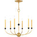 Cortlandt 6 Light 28 inch Natural Brass with Bronze Accents Chandelier Ceiling Light