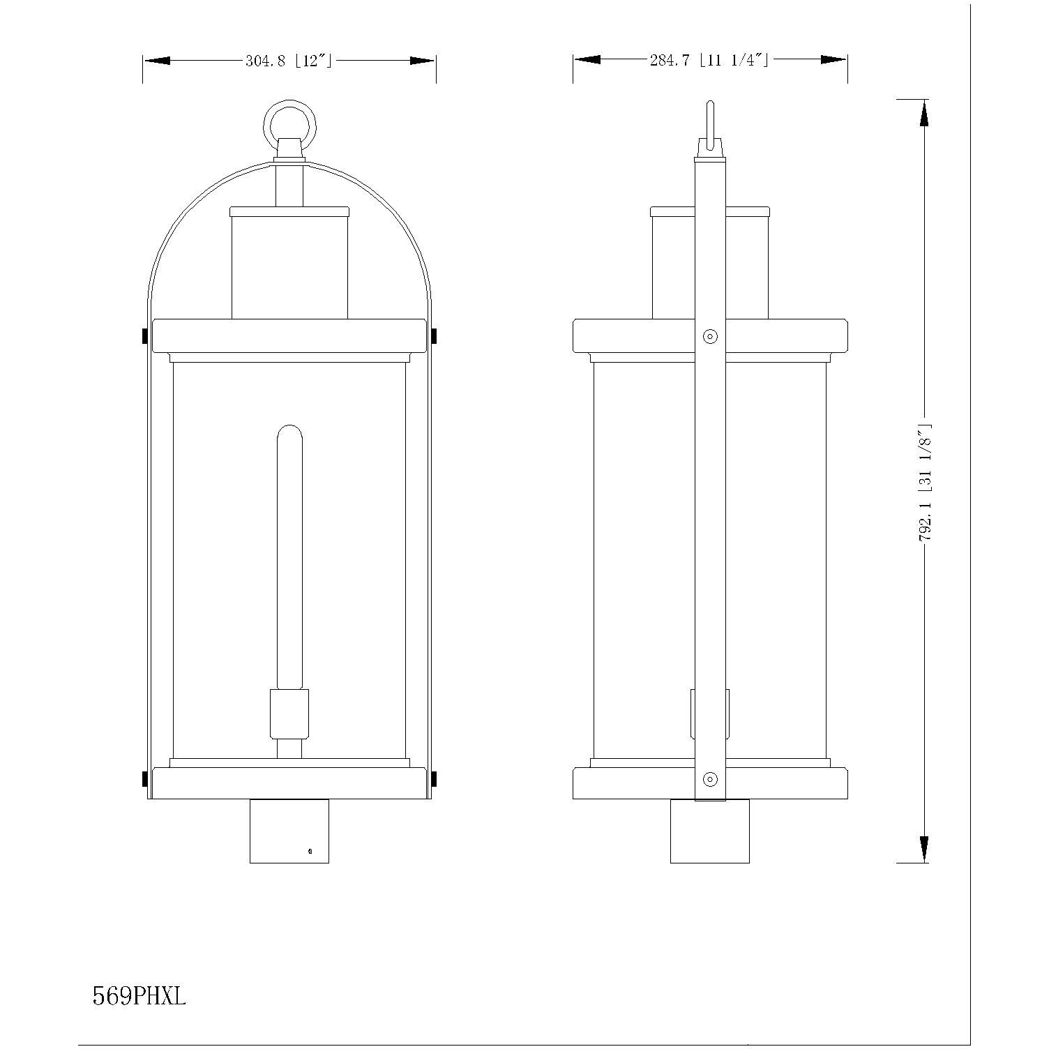 Roundhouse 1 Light 31.25 inch Black Outdoor Post Mount Fixture