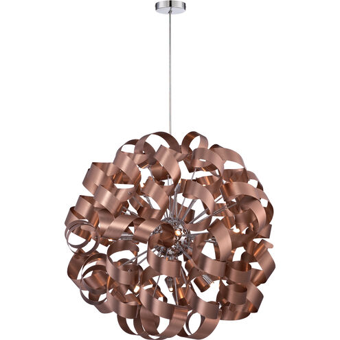 Ribbons 12 Light 31 inch Satin Copper Pendant Ceiling Light