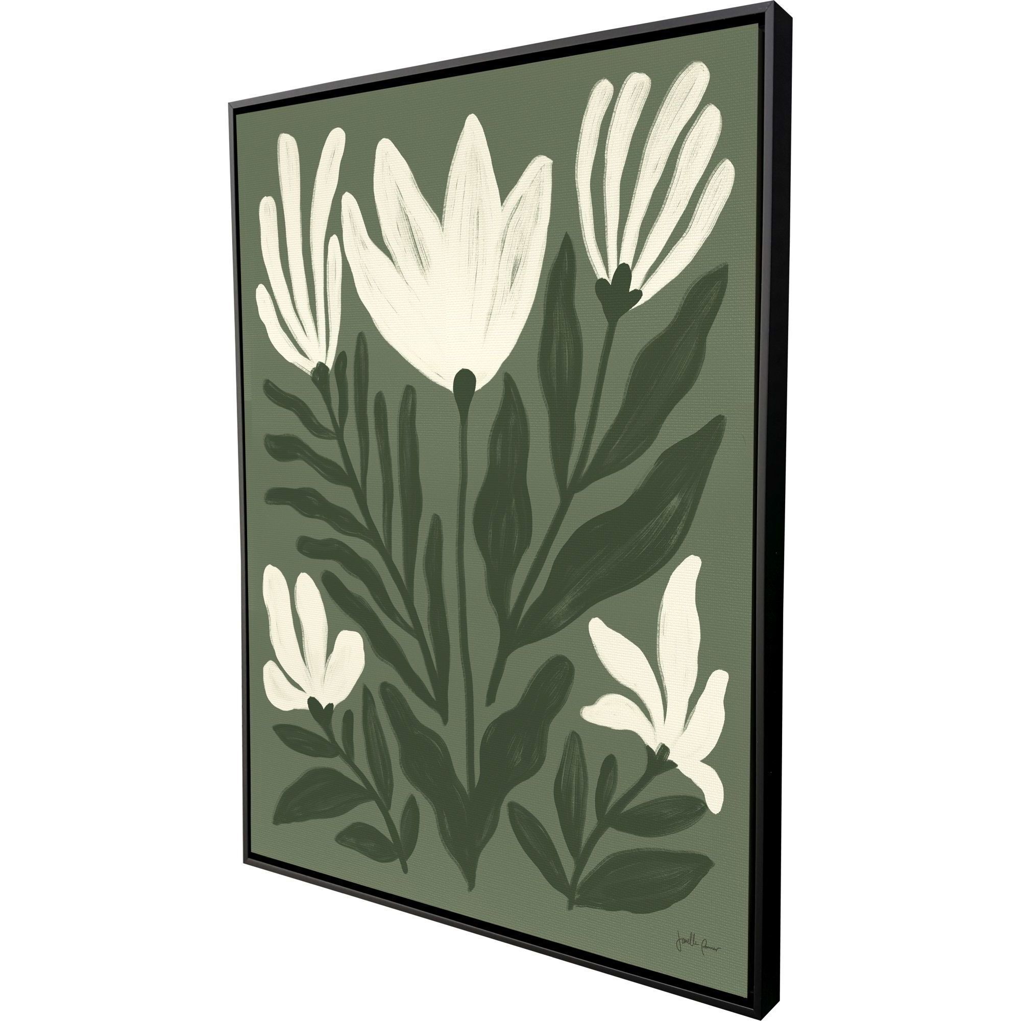 Simple Petals Green and Beige Canvas, Propac