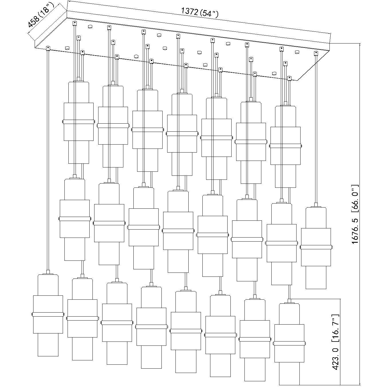 Cayden 23 Light 54 inch Matte Black Linear Chandelier Ceiling Light