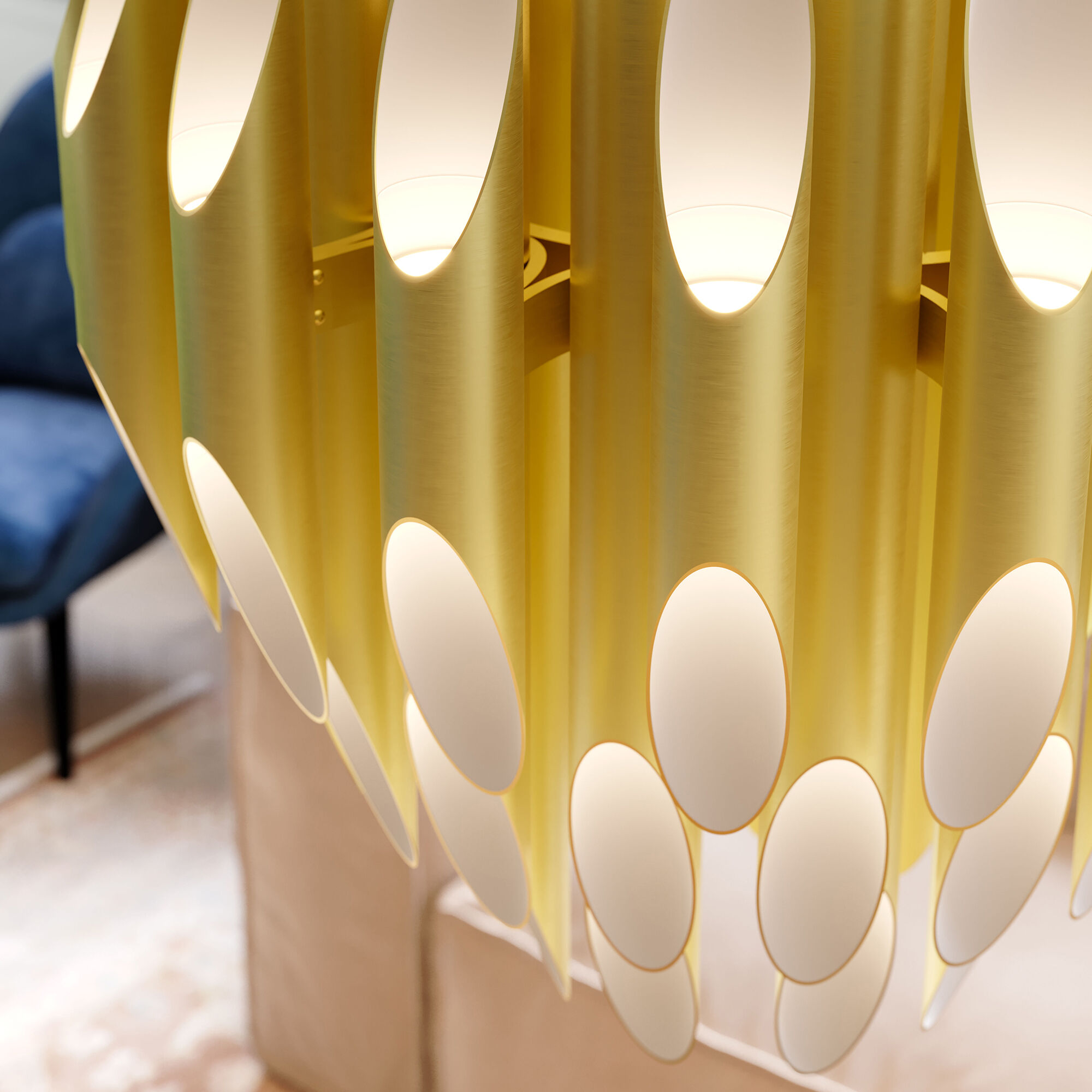 Chimes 90 Light 24.25 inch Satin Brass Pendant Ceiling Light