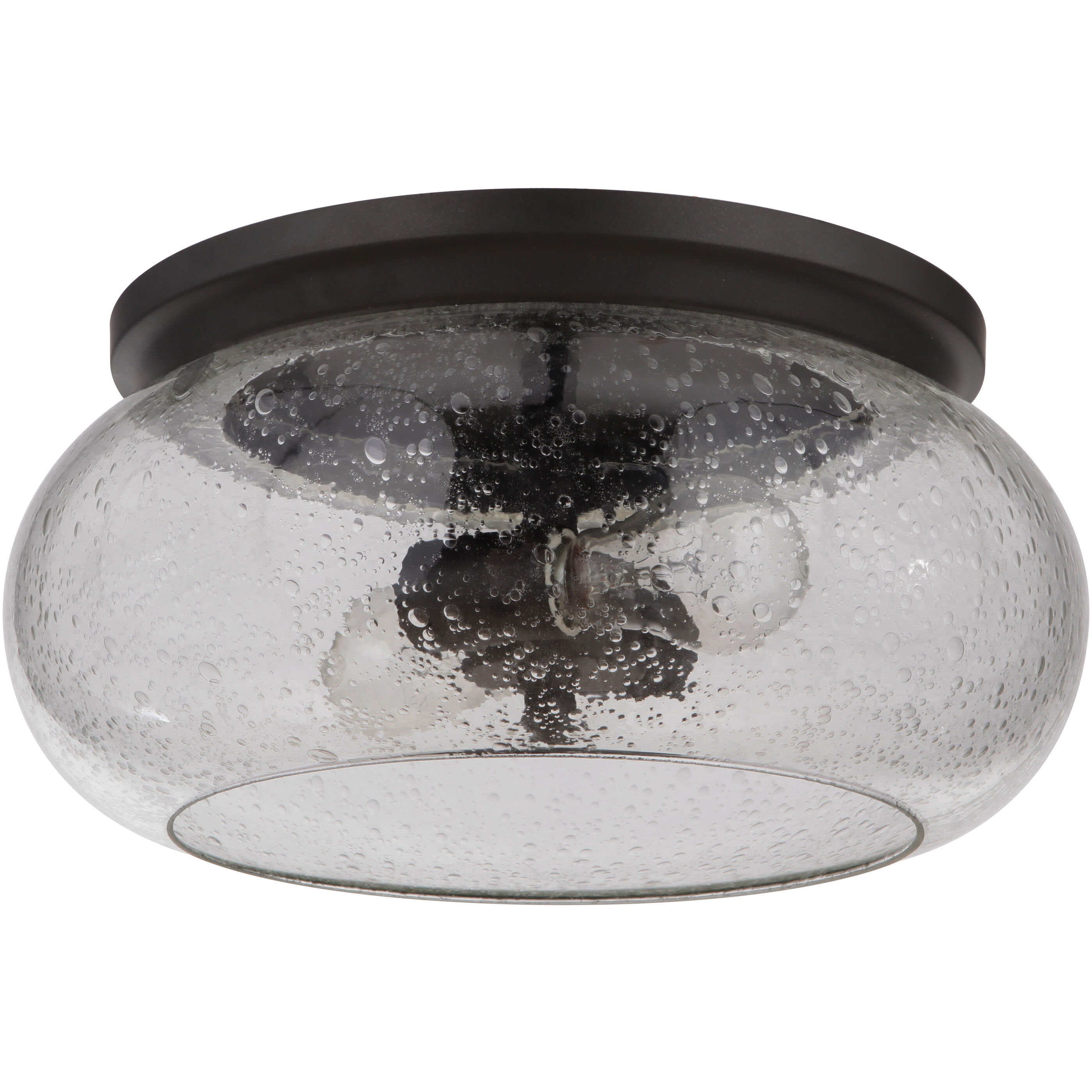 Neighborhood Serene 2 Light 15 inch Espresso Flushmount Ceiling Light in Clear Seeded, Neighborhood Collection
