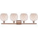 Ballston Farmhouse Rope 4 Light 36 inch Antique Copper Bath Vanity Light Wall Light in White Glass with White Rope, Ballston