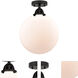 Nouveau 2 Beacon LED 12 inch Matte Black Semi-Flush Mount Ceiling Light in Matte White Glass