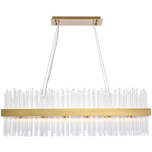 Dallas 24 Light 42 inch Satin Gold Linear Chandelier Ceiling Light