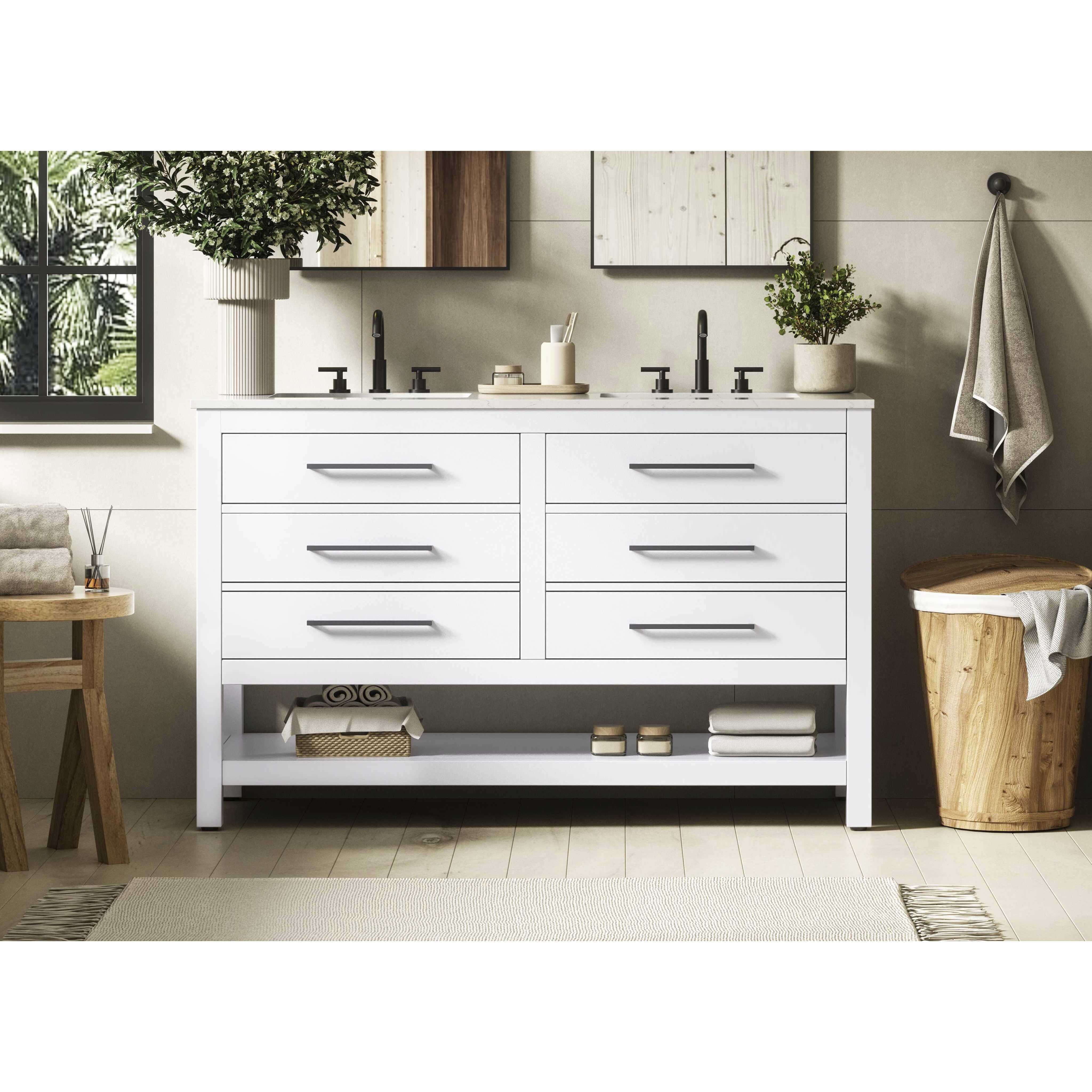 Karson 54 X 34 inch White Bathroom Vanity Cabinet