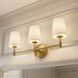 Traditional 3 Light 24 inch Natural Brass Bathroom Vanity Light Wall Light