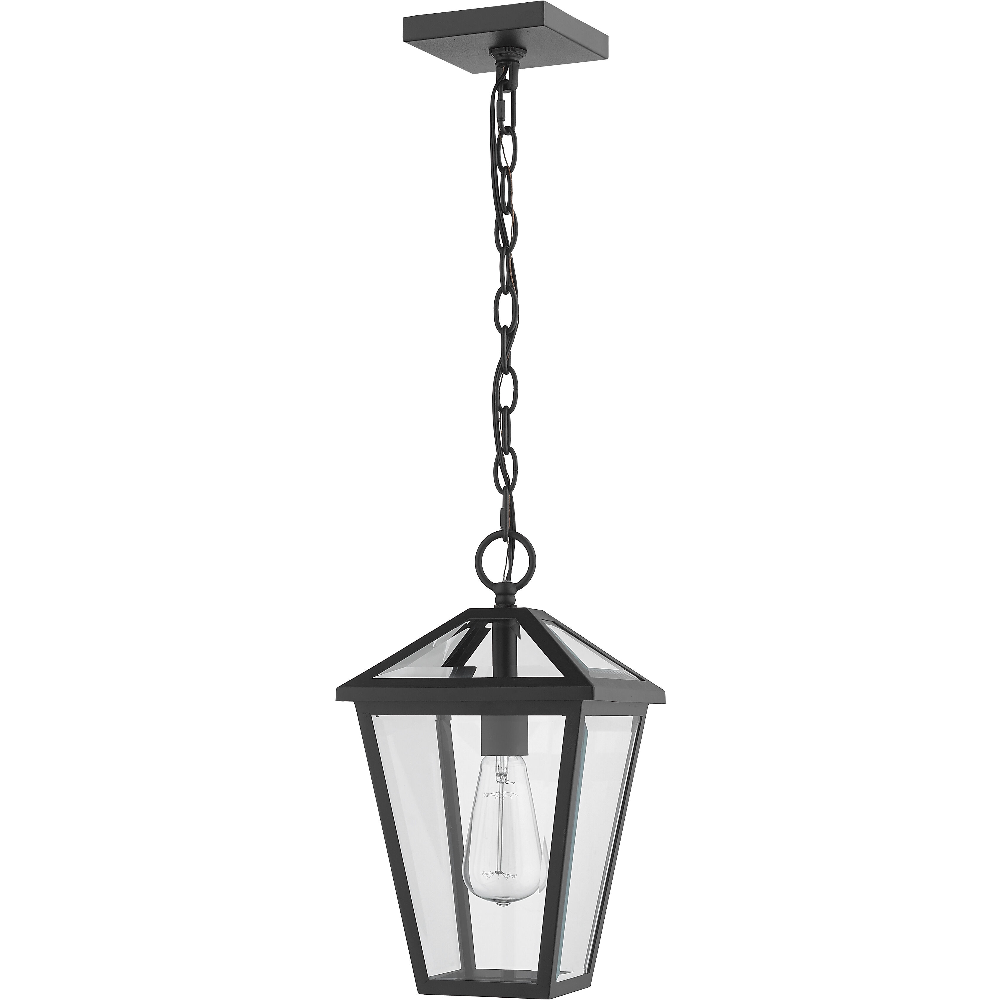 Talbot 1 Light 8.25 inch Black Outdoor Chain Mount Ceiling Fixture in Clear Beveled Glass