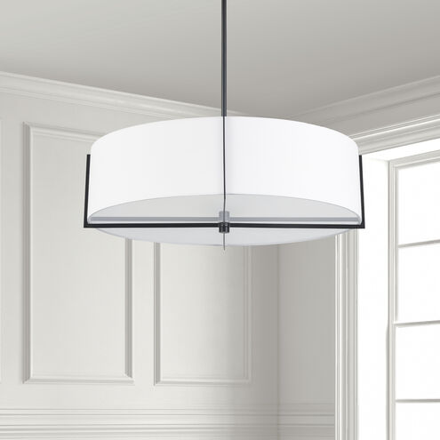 Preston 4 Light 26 inch Matte Black with White Linear Pendant Ceiling Light