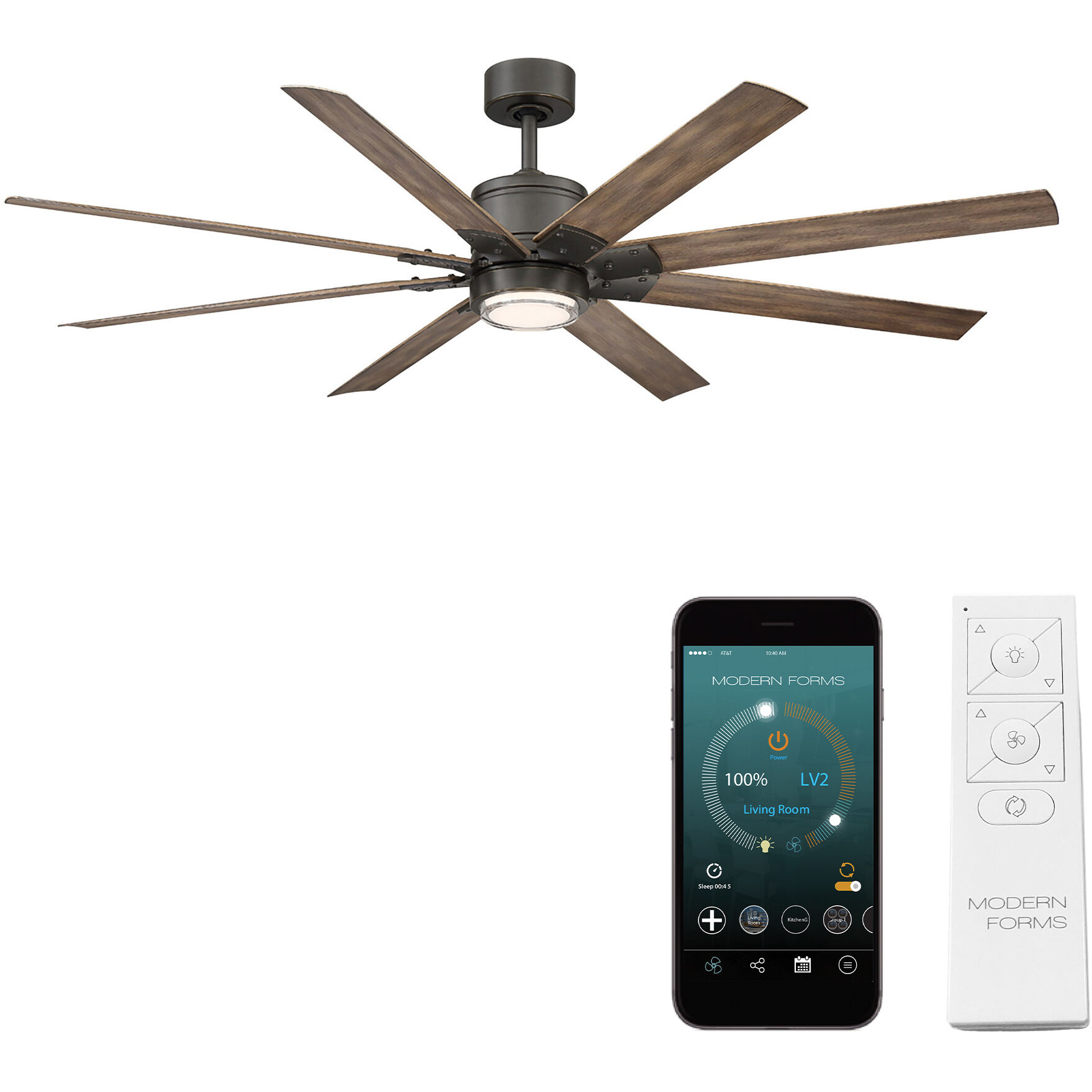 Renegade 52 inch Oil Rubbed Bronze and Barn Wood with Barn Wood Blades Downrod Ceiling Fan in 2700K, Oil Rubbed Bronze Barn Wood