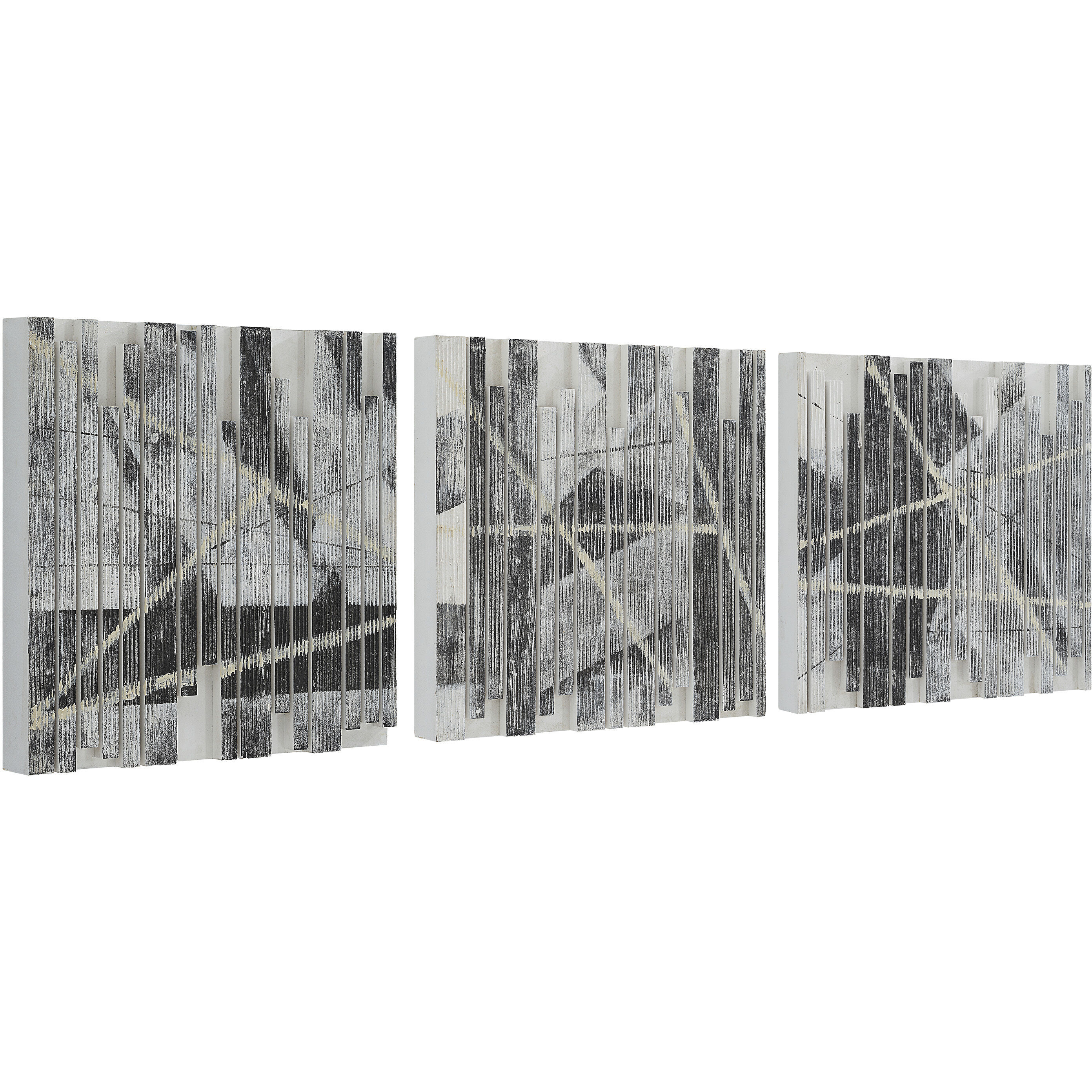 Lyon White and Blue and Black Wall Decor, Set of 3