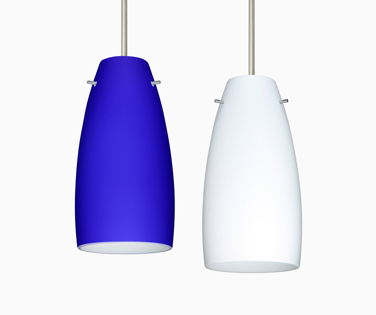 Tao 1 Light Satin Nickel Pendant Ceiling Light in Oak Glass, Incandescent