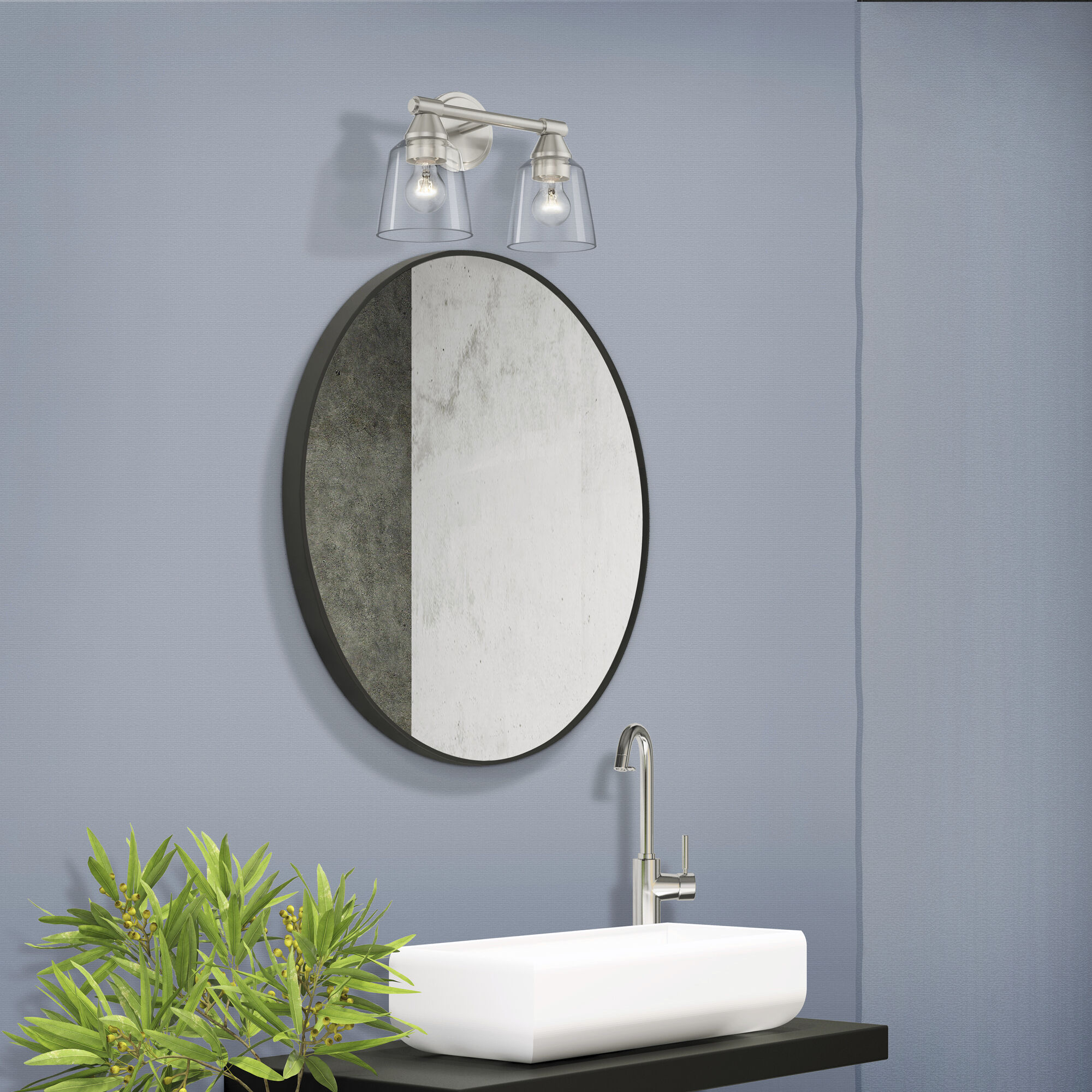 Catania 2 Light 14 inch Brushed Nickel Vanity Sconce Wall Light