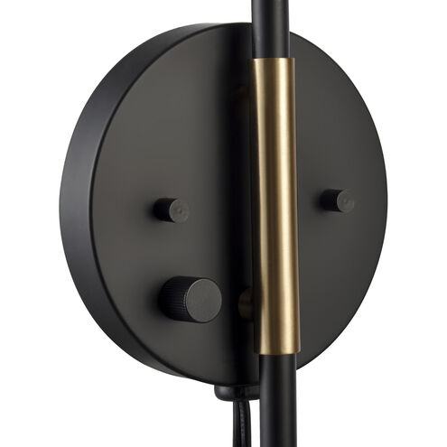 Stanley 17.75 inch 60.00 watt Matte Black and Brushed Gold Swingarm Sconce Wall Light