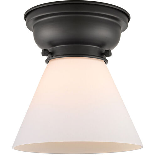 Aditi Large Cone 1 Light 8 inch Matte Black Flush Mount Ceiling Light in Matte White Glass, Aditi