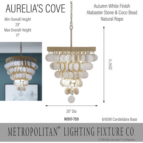Aurelia's Cove 8 Light 20 inch Autumn White Pendant Ceiling Light