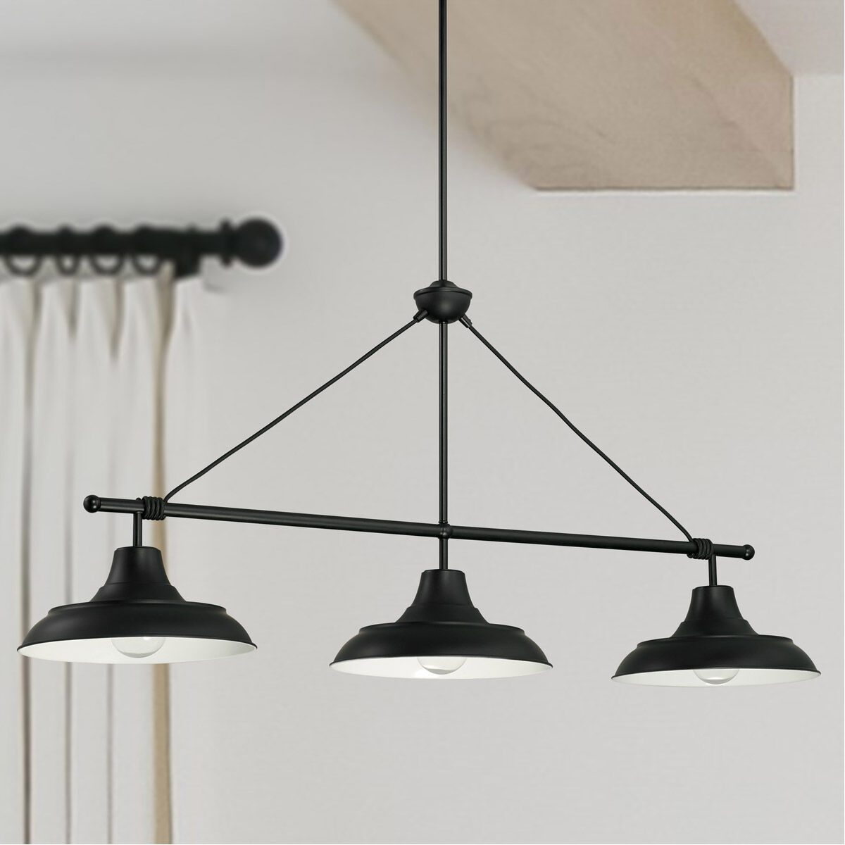 Jones 3 Light 48 inch Matte Black Island Light Ceiling Light