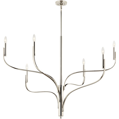 Livadia 6 Light Polished Nickel Chandelier Ceiling Light, 1 Tier Large